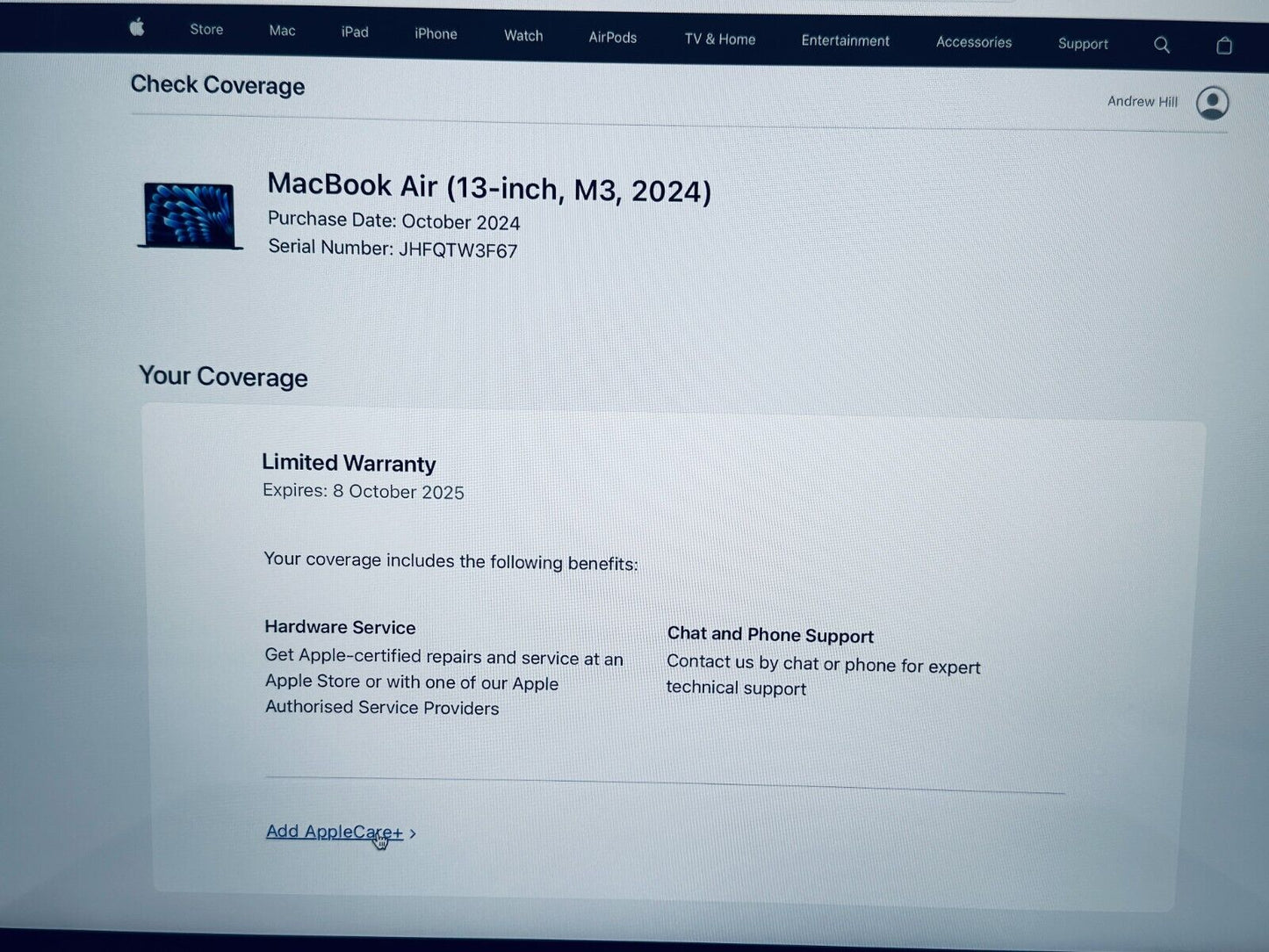 NEW Apple M3 MacBook Air 2024 13-Inch 8-Core CPU 10-Core GPU 8GB 512GB Mid Blue