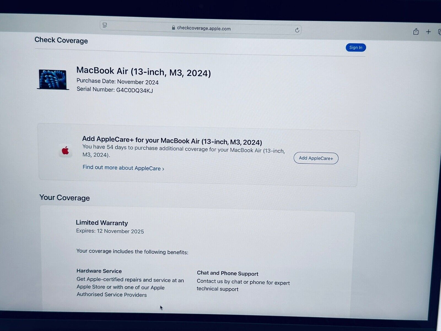 New Apple M3 MacBook Air 2024 13-Inch 8-Core CPU 8-Core GPU 8GB 256GB Starlight