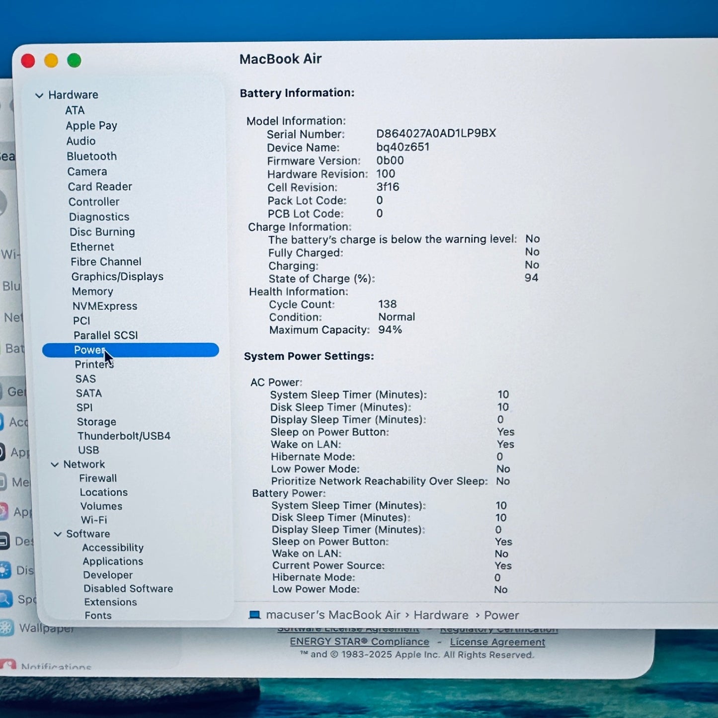 MacBook Air M3 15-Inch 2024 8-Core CPU 10-Core GPU 8GB 256GB Silver 12M Warranty