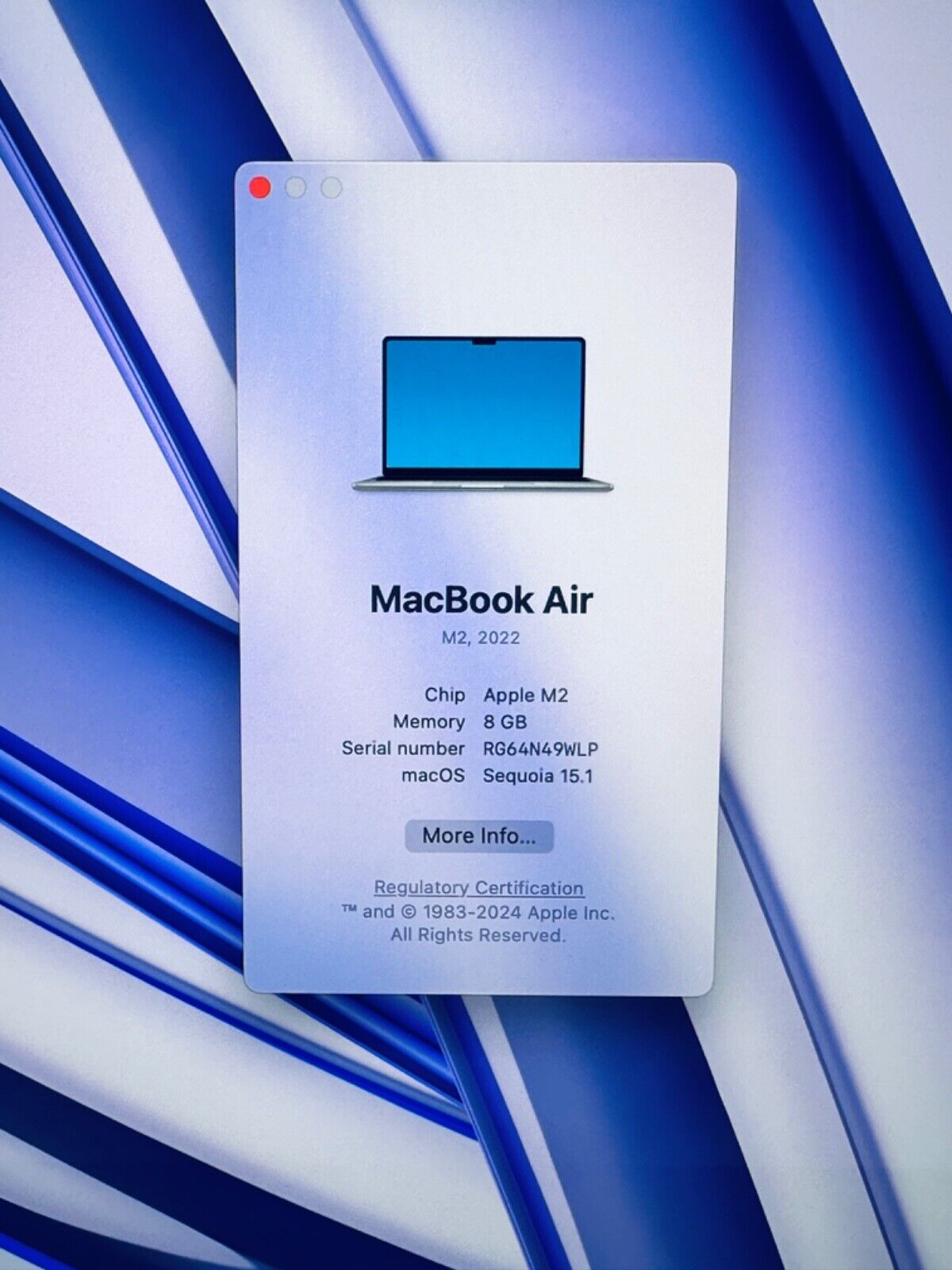 Apple M2 MacBook Air 13-Inch 8-Core CPU 8-Core GPU 8GB, 256GB SSD In Space Grey