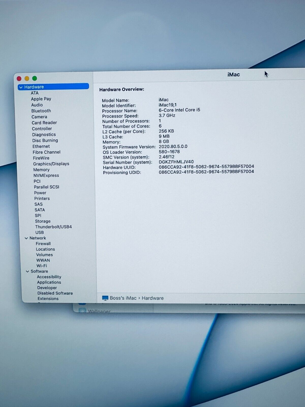 Apple iMac 27" 5K Retina 2019 3.7GHz 6‑core Intel Core i5 8GB, 1TB SSD, 580X 8GB