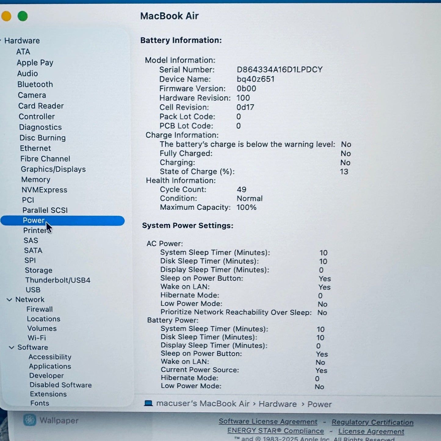 Apple MacBook Air M3 15-Inch 2024 8-Core CPU 10-Core GPU 8GB 256GB Midnight Blue