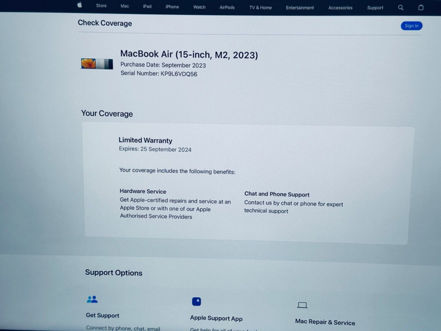 Apple MacBook Air 15.3" M2 8-Core CPU 10-Core GPU 8GB RAM 256GB, In Starlight