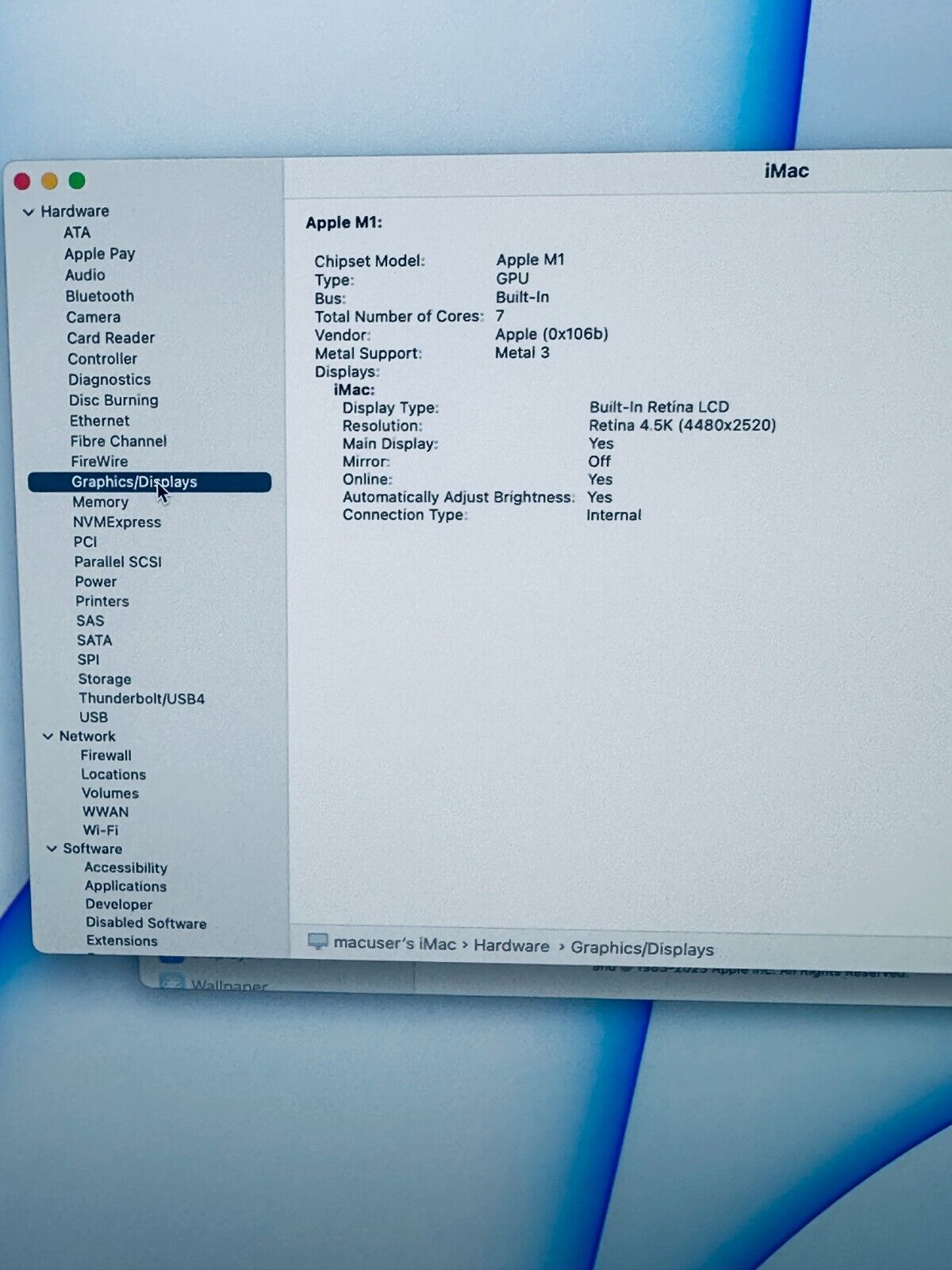 Apple iMac 24 4.5K M1 8GB RAM 256GB SSD 8-Core CPU 7‑Core GPU In Blue