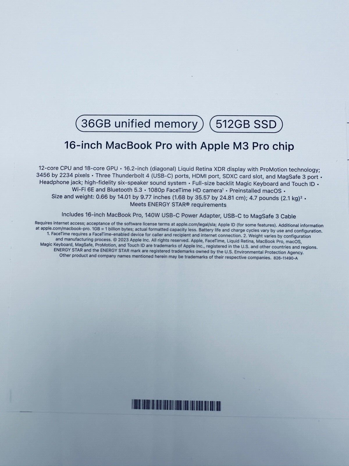 NEW Apple MacBook Pro 16" 2023 M3 Pro 12-Core CPU 18-Core GPU 36GB 512GB