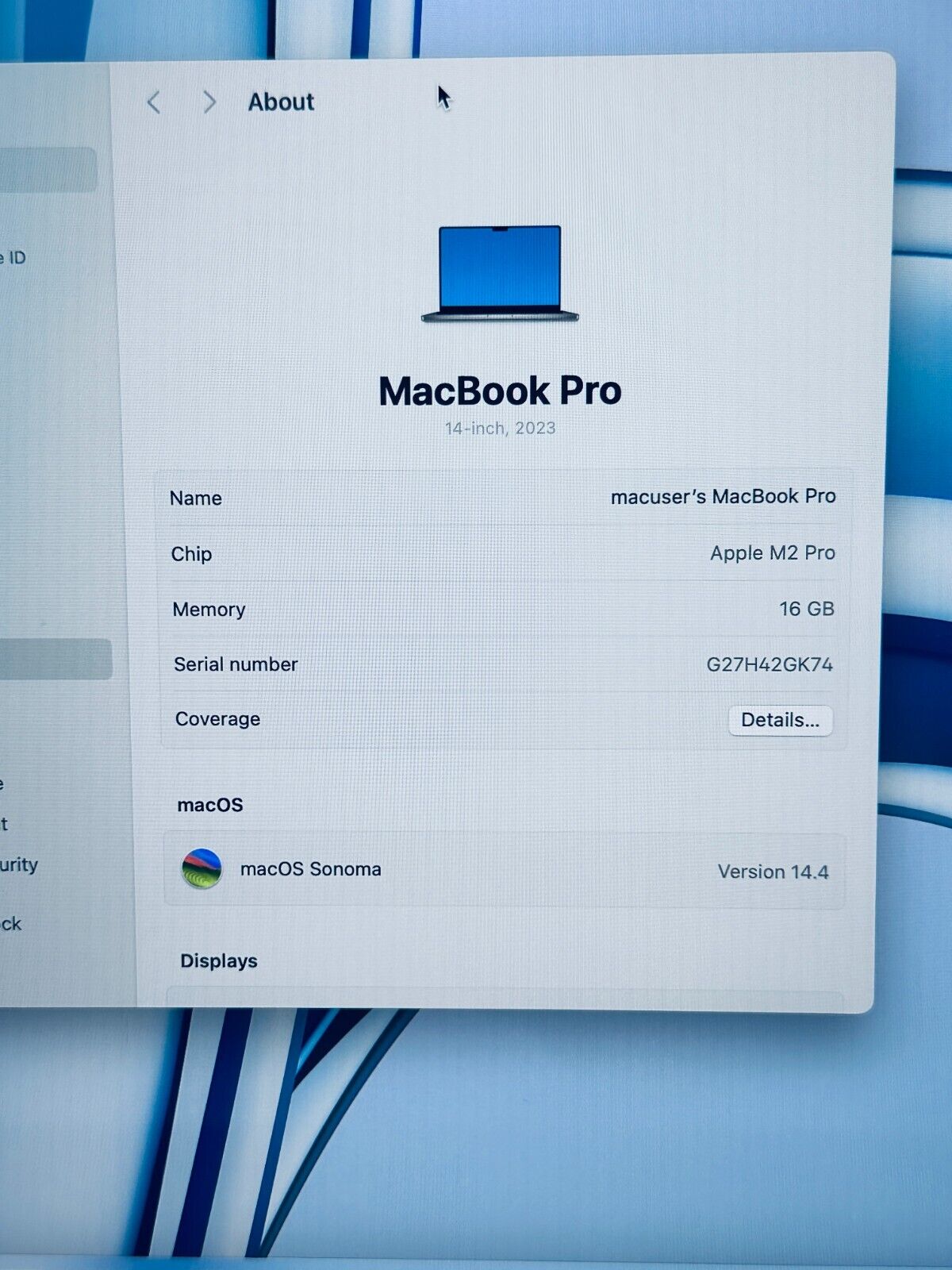 Apple MacBook Pro 14" 2023 M2 Pro 10-Core CPU 16-Core GPU 16GB 512GB SSD Sp Grey