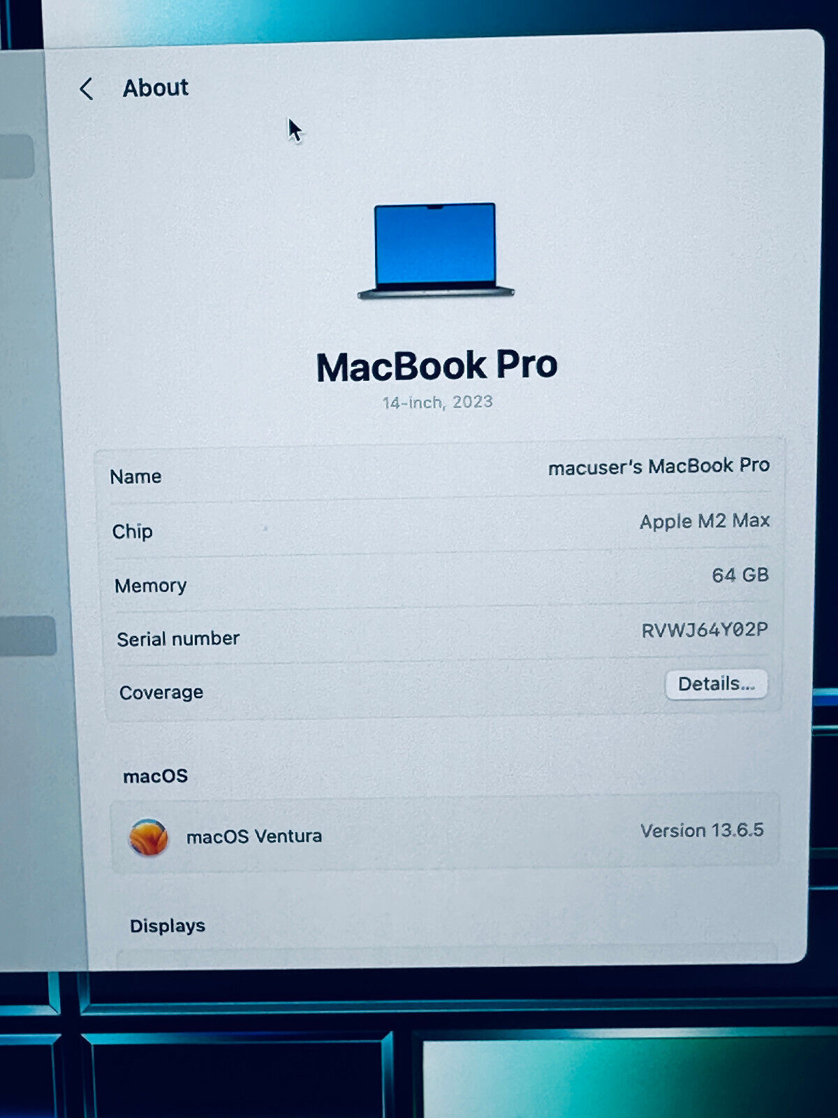 Apple MacBook Pro 14" 2023 M2 Max 12-Core CPU 38-Core GPU 64GB 1TB SSD, Sp Grey