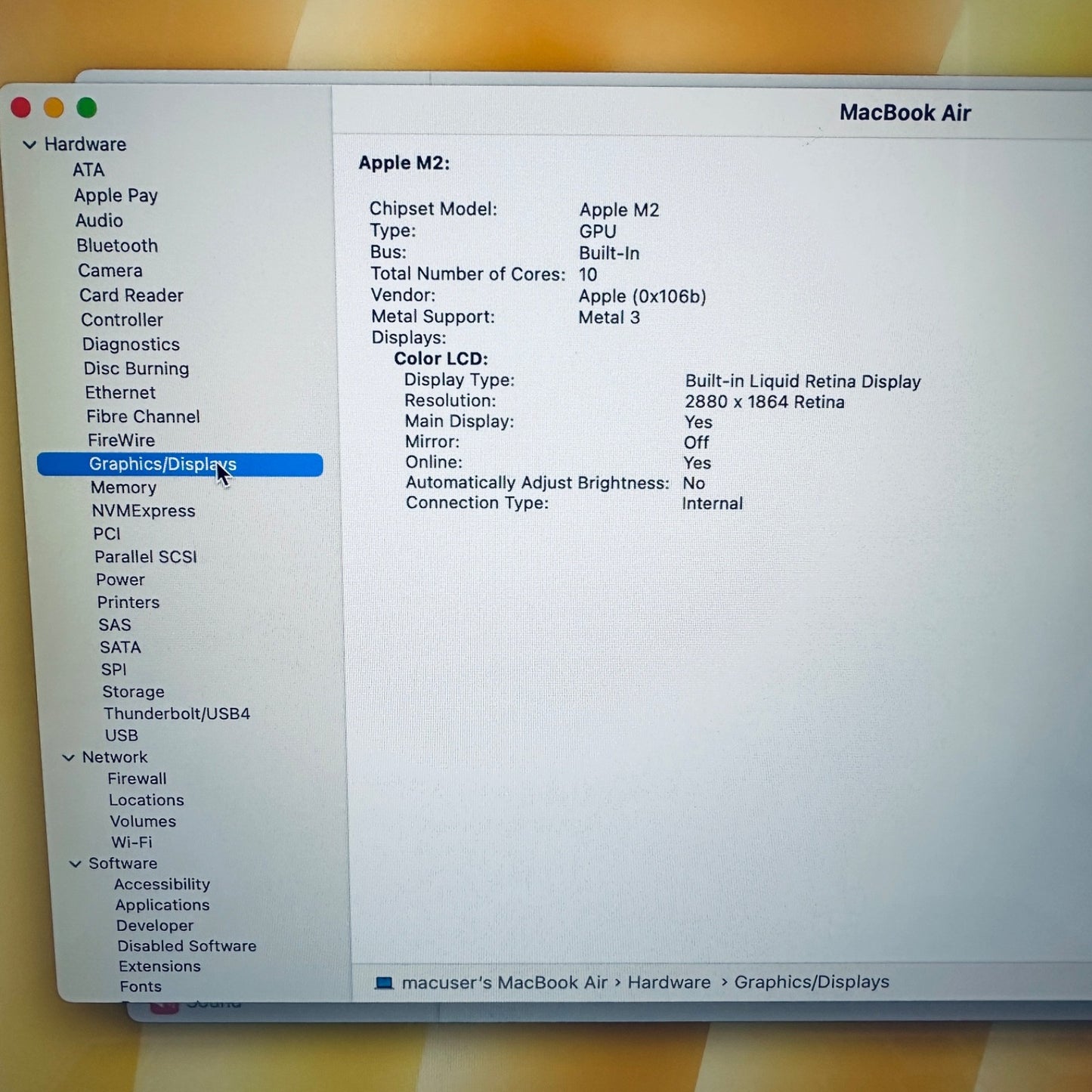 Apple MacBook Air 15-Inch M2 8-Core CPU 10-Core GPU 8GB 256GB In Starlight, Gold