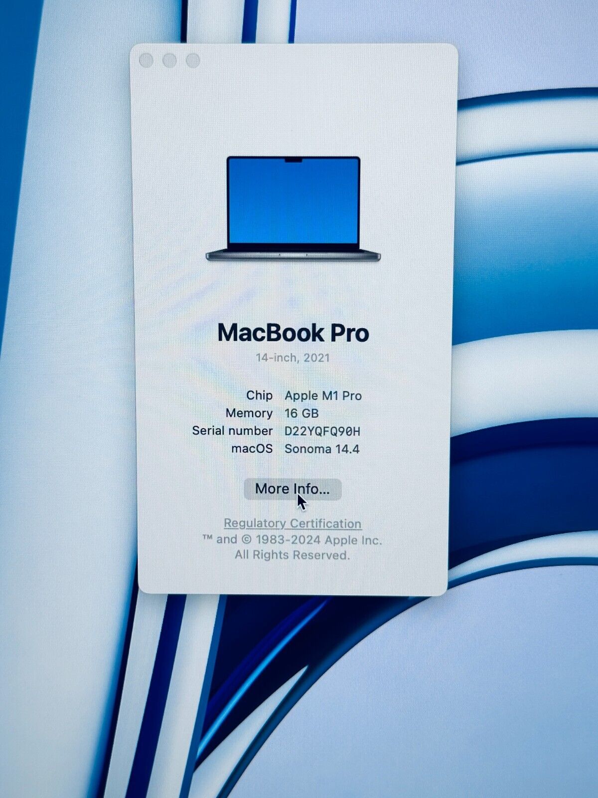 Apple MacBook Pro 14" M1 Pro 8-Core CPU 14-Core GPU 16GB 512GB SSD Space Grey