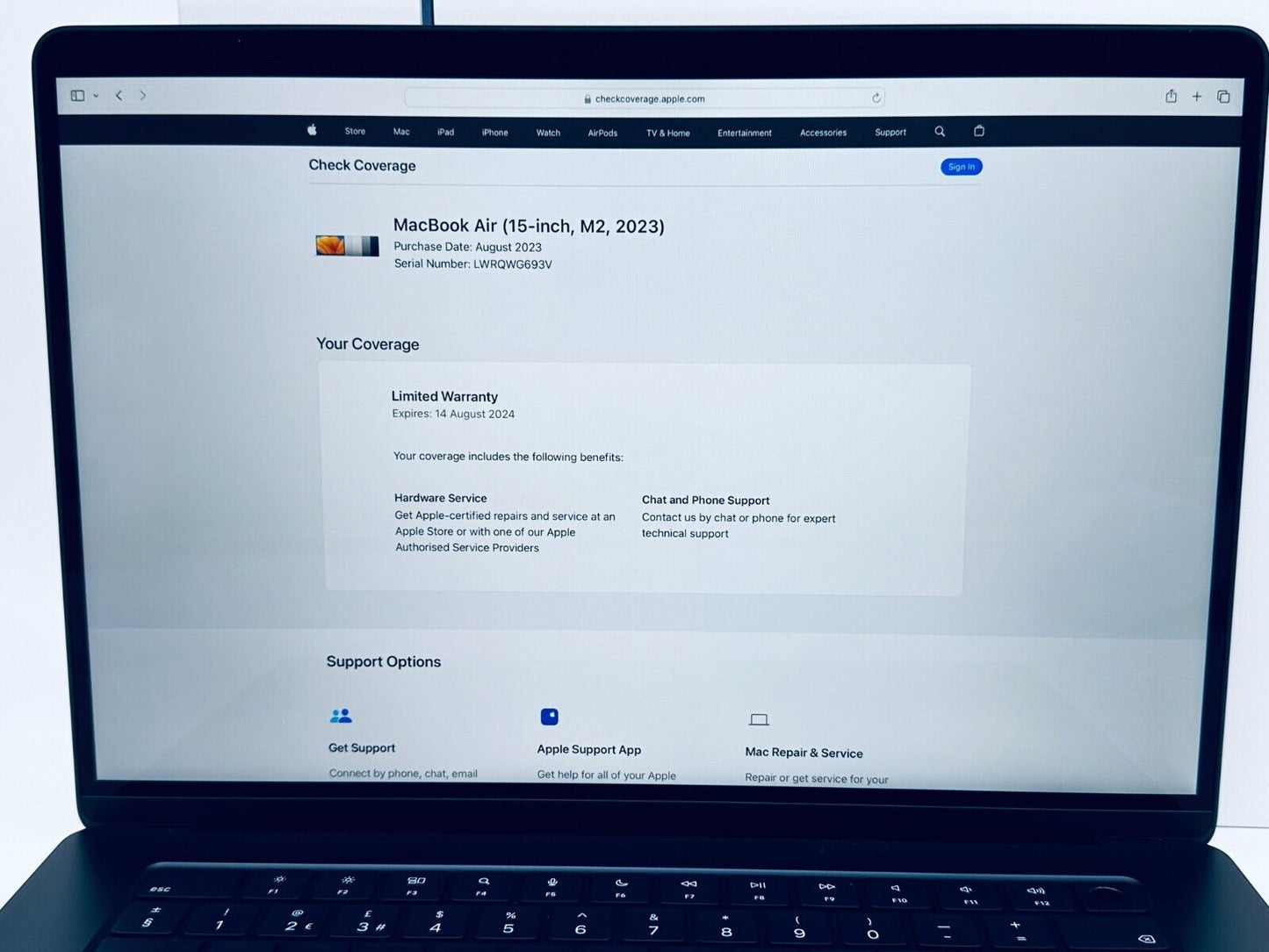 Apple MacBook Air 15.3" M2 8-Core CPU 10-Core GPU 8GB RAM 256GB, Midnight Blue