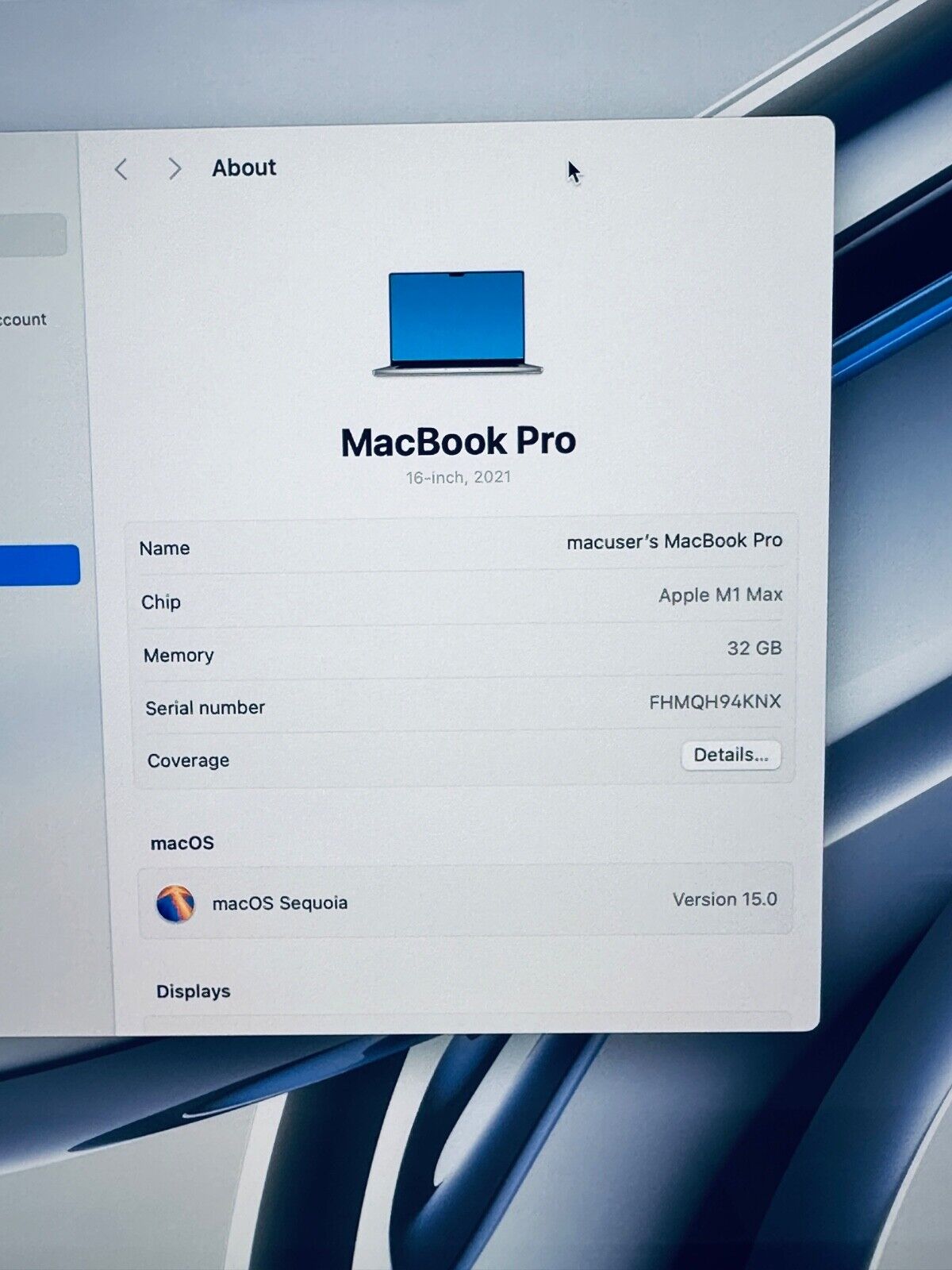 Apple MacBook Pro 16" 2021 M1 Max 10-Core CPU, 32-Core GPU 32GB 4TB SSD Silver