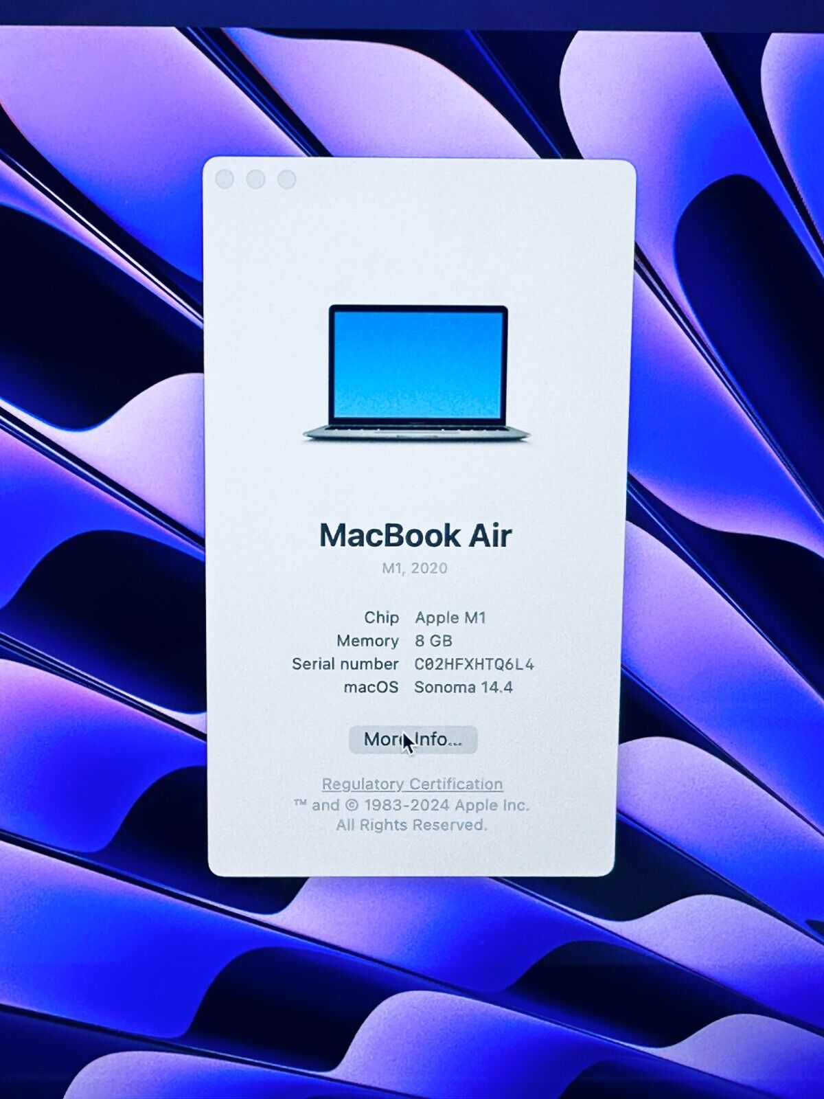 Apple MacBook Air 13" Retina M1 8-Core CPU 7-Core GPU 8GB Ram 256GB SSD Sp Grey
