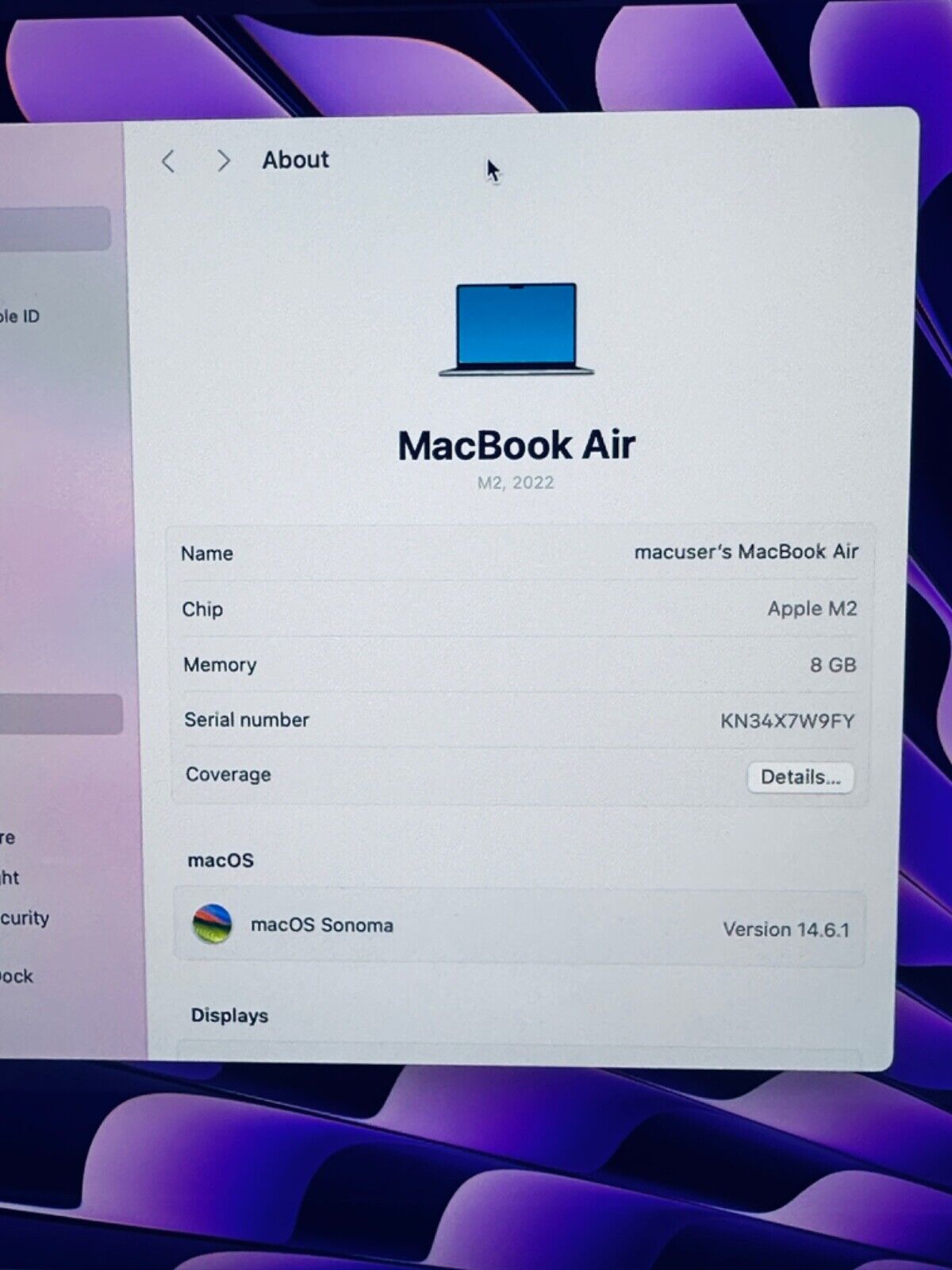 Apple M2 MacBook Air 13-Inch 8-Core CPU 8-Core GPU 8GB, 256GB SSD In Space Grey