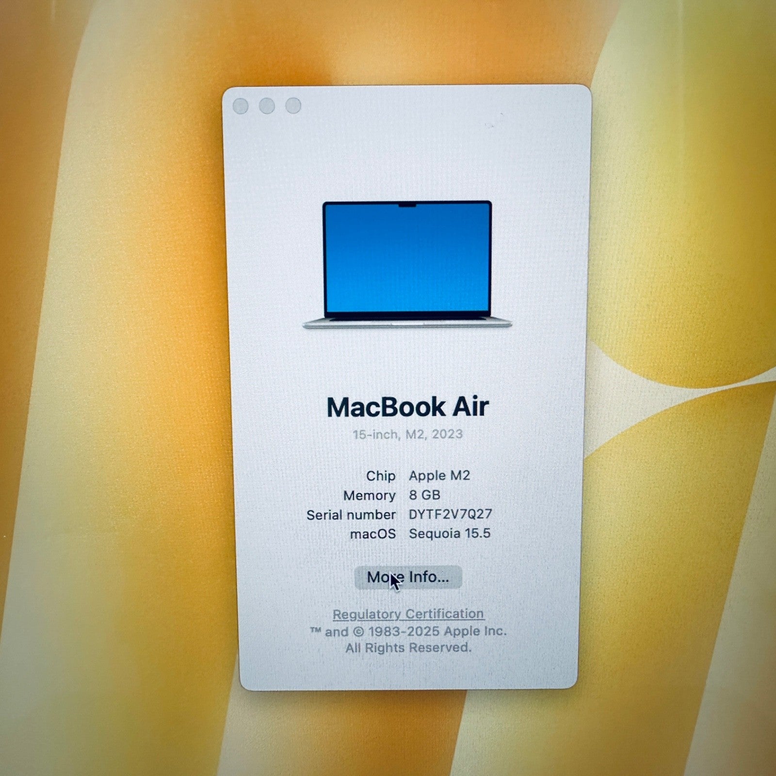 Apple MacBook Air 15-Inch M2 8-Core CPU 10-Core GPU 8GB 256GB In Starlight, Gold