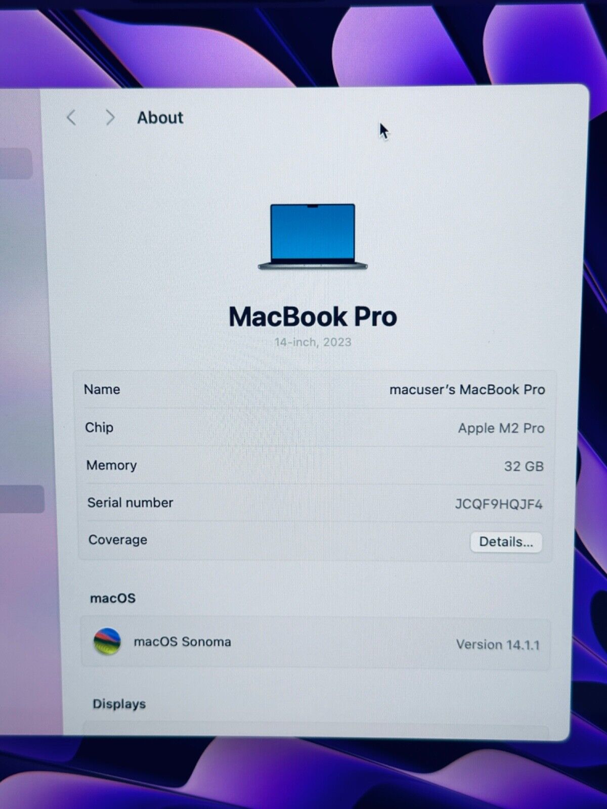Apple MacBook Pro 14" 2023 M2 Pro 10-Core CPU 16-Core GPU 32GB 512GB Space Grey