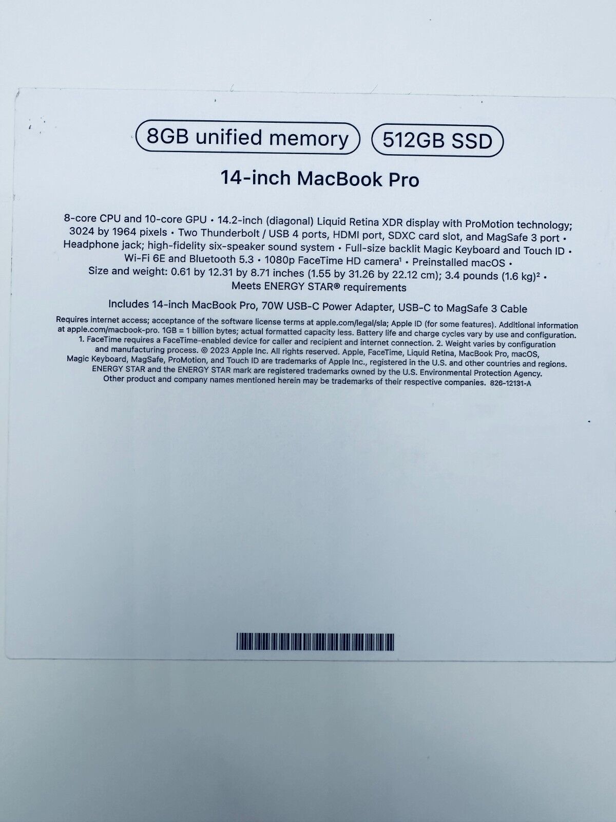 NEW Apple MacBook Pro 14" 2023 M3 8-Core CPU 10-Core GPU 8GB 512GB SSD In Silver