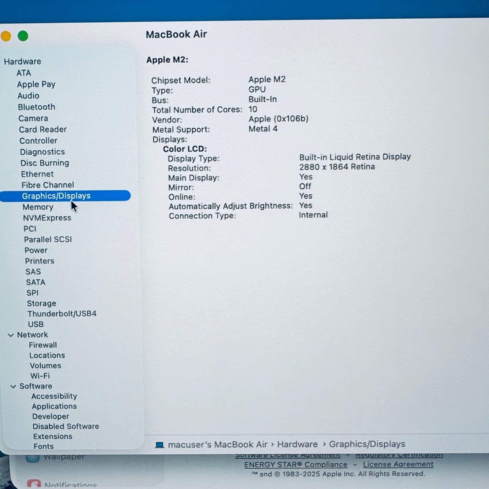 MacBook Air 15-Inch M2 8-Core CPU 10-Core GPU 8GB 256GB Silver 12M Warranty