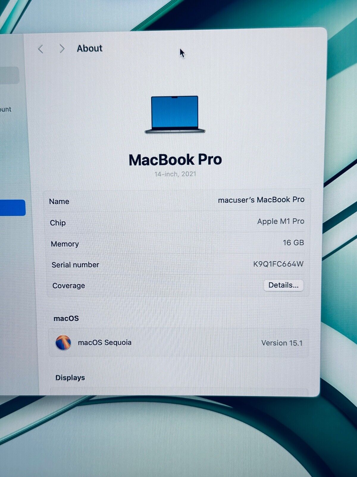 Apple MacBook Pro 14" M1 Pro 8-Core CPU 14-Core GPU 16GB 512GB SSD In Space Grey