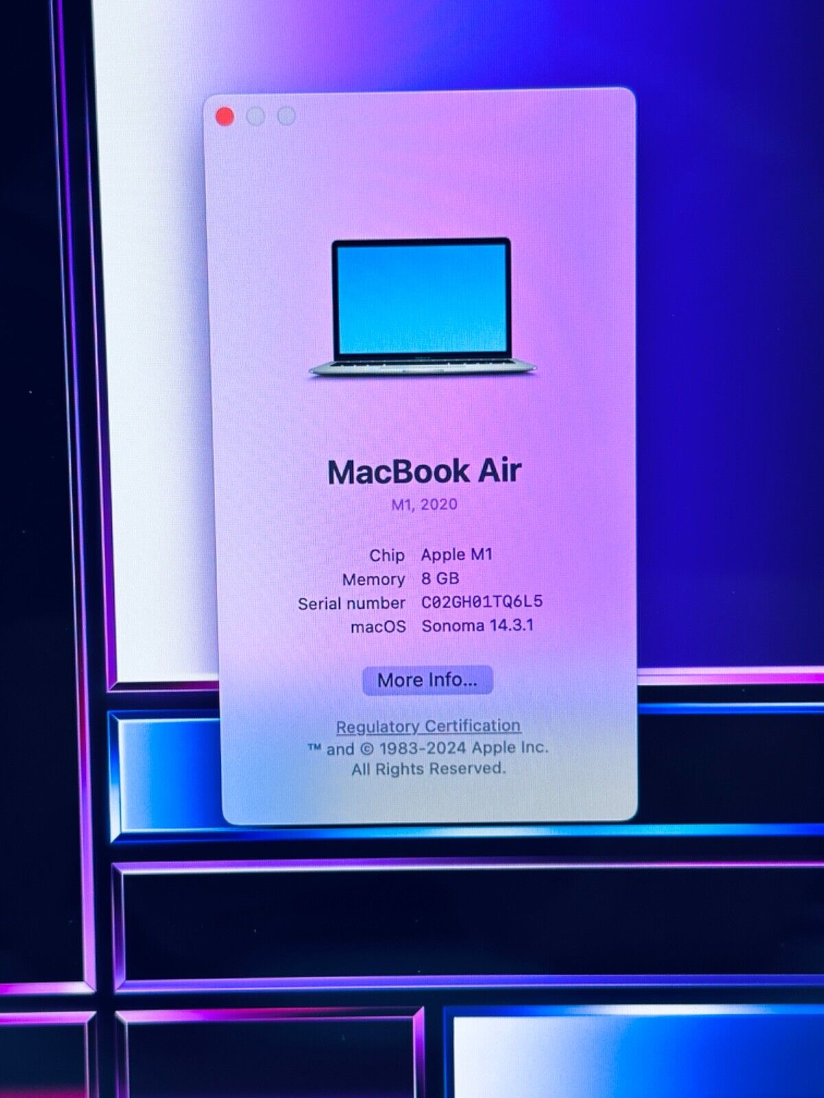 Apple MacBook Air 13" Retina M1 8-Core CPU 8-Core GPU 8GB Ram 512GB SSD Sp Grey