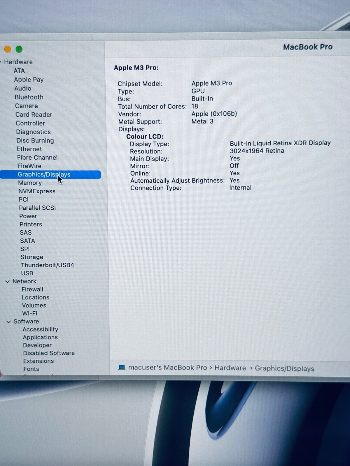 Apple MacBook Pro 14" 2023 M3 Pro 12-Core CPU 18-Core GPU 18GB 1TB SSD In Silver