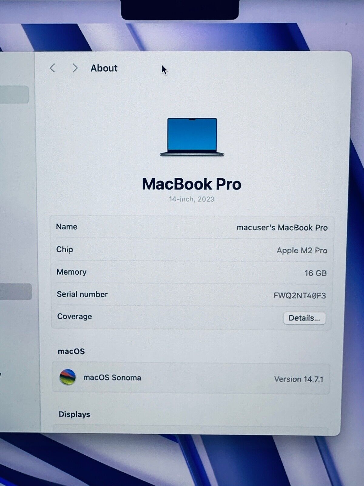 Apple MacBook Pro 14" 2023 M2 Pro 10-Core CPU 16-Core GPU 16GB 512GB SSD Sp Grey