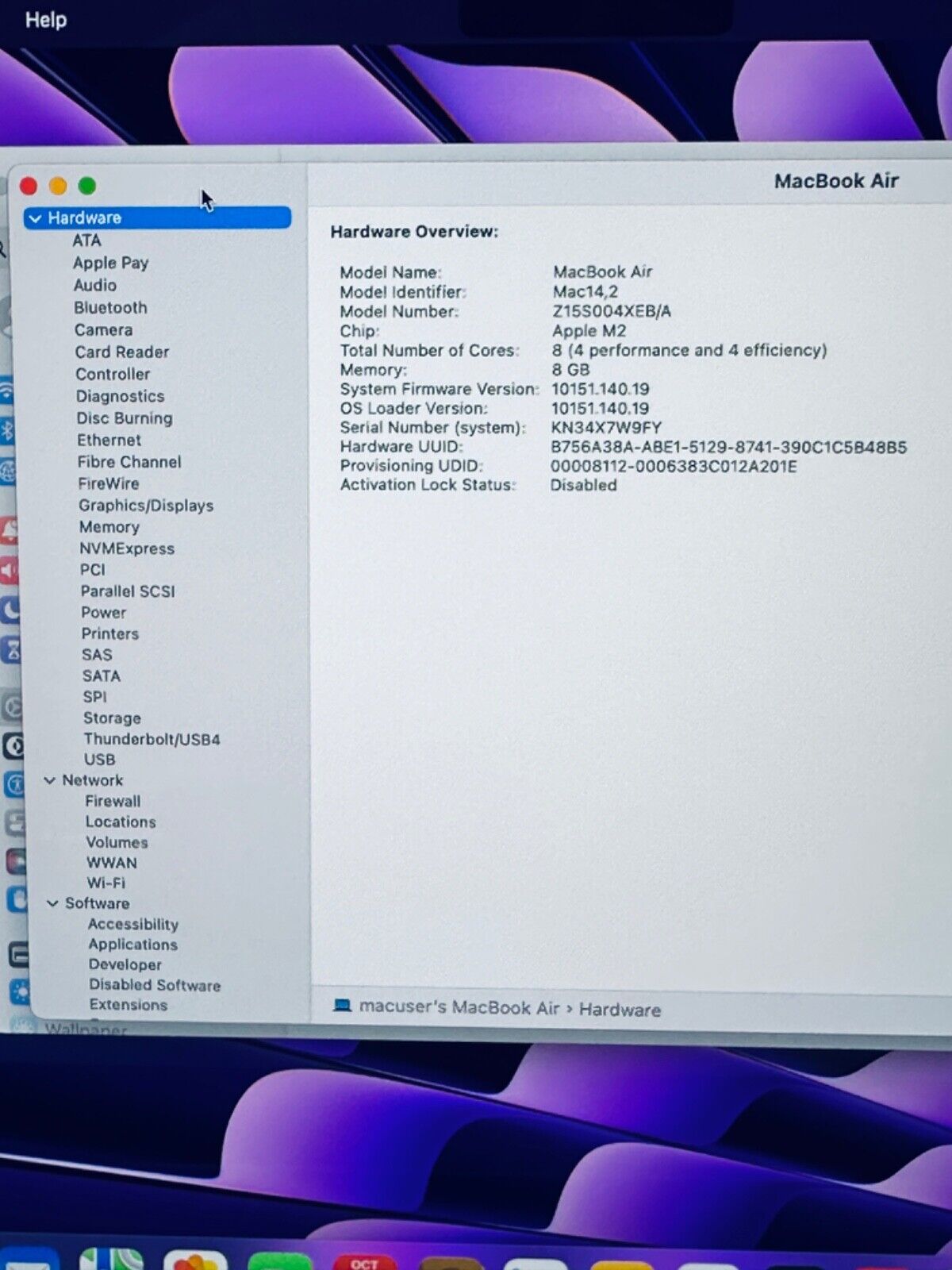 Apple M2 MacBook Air 13-Inch 8-Core CPU 8-Core GPU 8GB, 256GB SSD In Space Grey