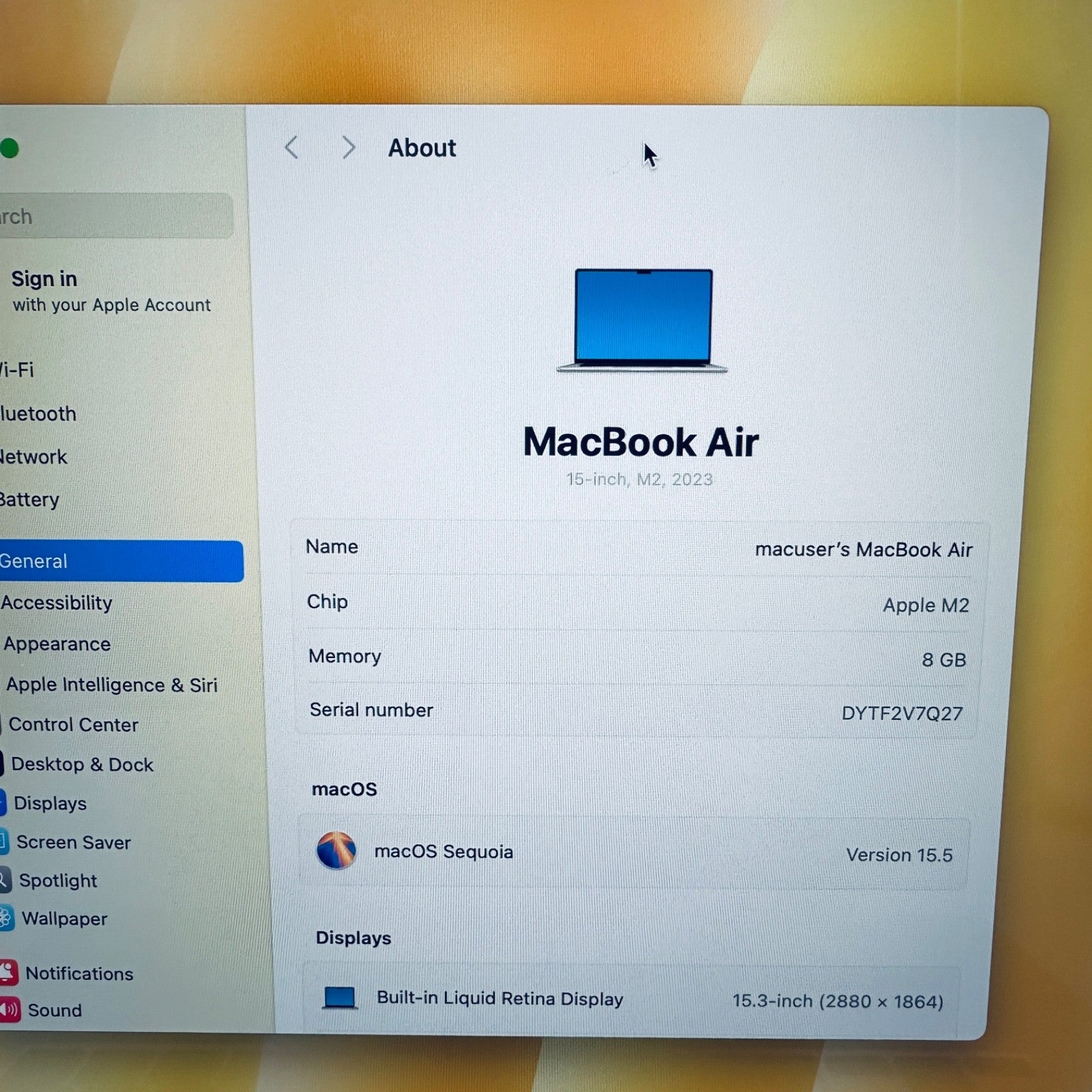 Apple MacBook Air 15-Inch M2 8-Core CPU 10-Core GPU 8GB 256GB In Starlight, Gold