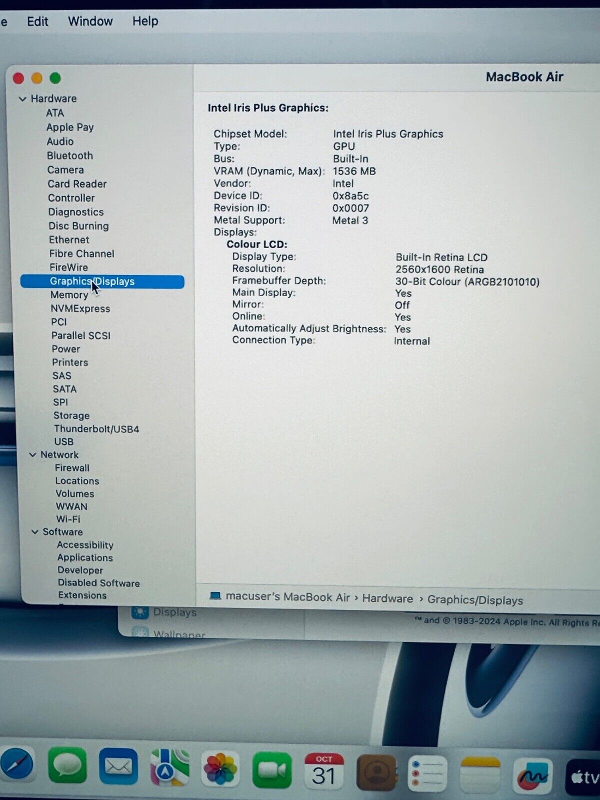 Apple MacBook Air 13-Inch Retina 2020 Intel i3 CPU, 8GB Ram 256GB SSD In Silver
