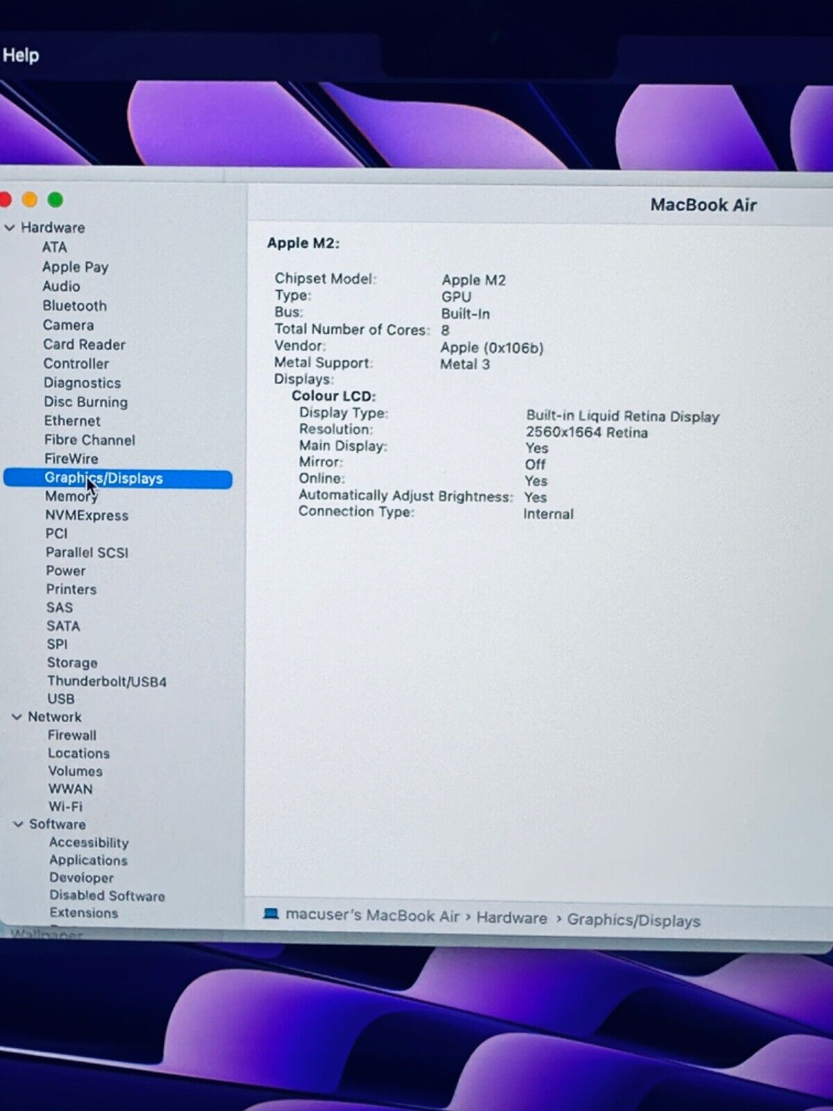 Apple M2 MacBook Air 13-Inch 8-Core CPU 8-Core GPU 8GB, 256GB SSD In Space Grey