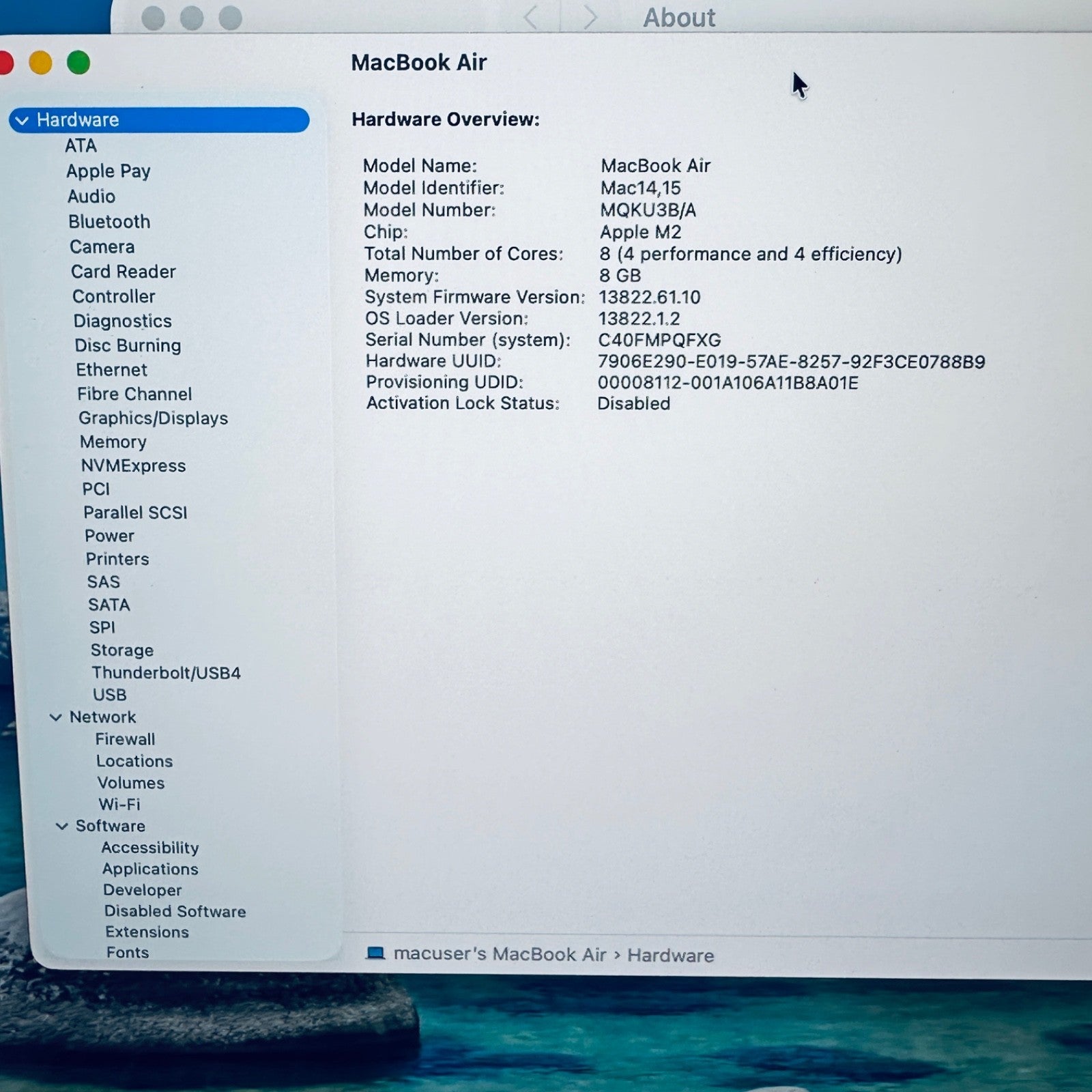 Apple MacBook Air 15-Inch M2 8-Core CPU 10-Core GPU 8GB 256GB In Starlight, Gold
