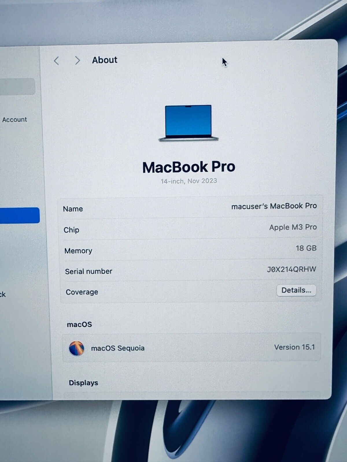 Apple MacBook Pro 14" 2023 M3 Pro 12-Core CPU 18-Core GPU 18GB 1TB SSD In Silver
