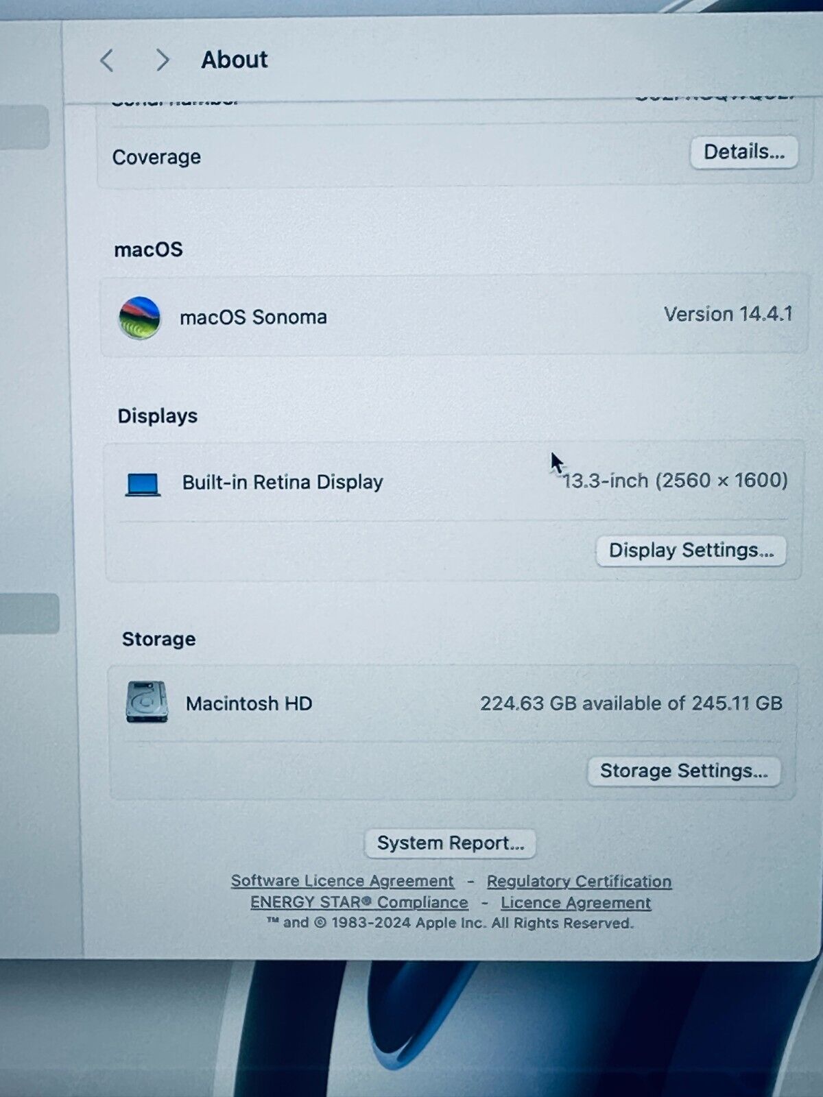 Apple MacBook Air 13" Retina M1 8-Core CPU 7-Core GPU 8GB Ram 256GB SSD Silver