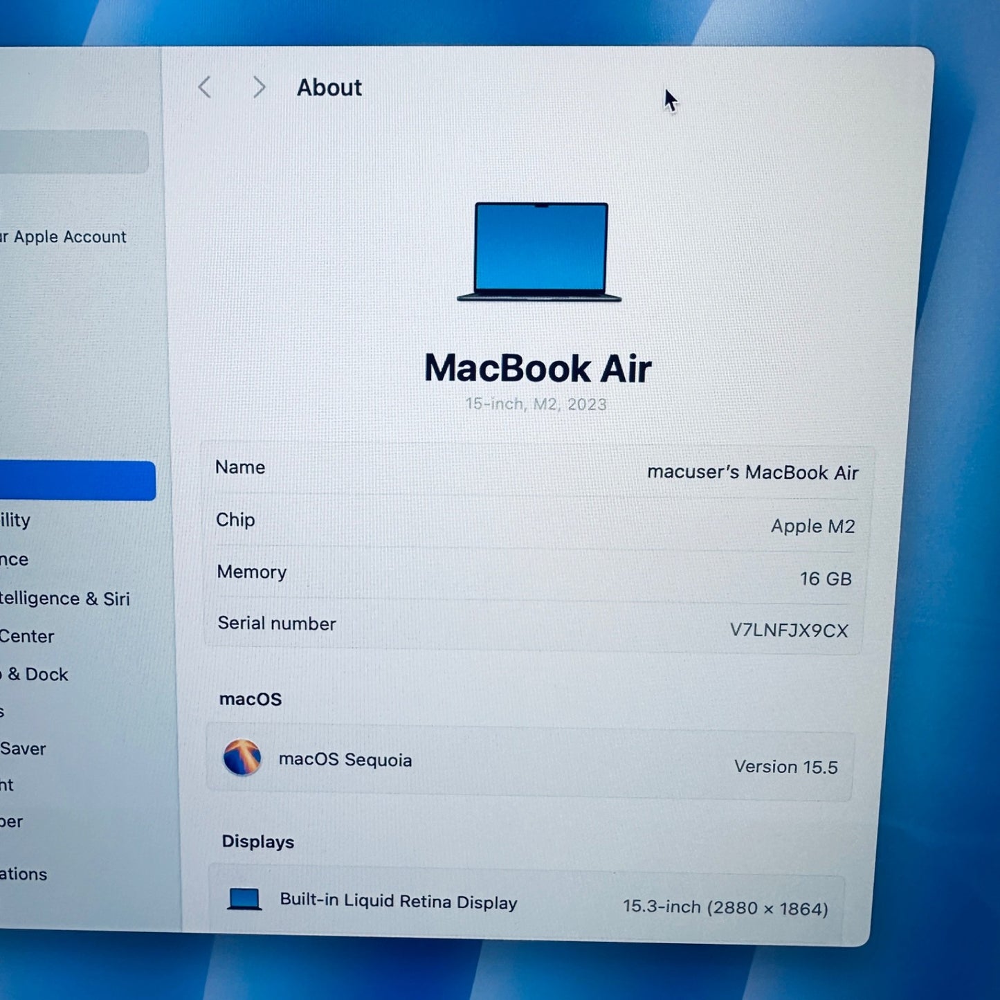 Apple MacBook Air 15-Inch M2 8-Core CPU 10-Core GPU 16GB 1TB SSD Midnight Blue