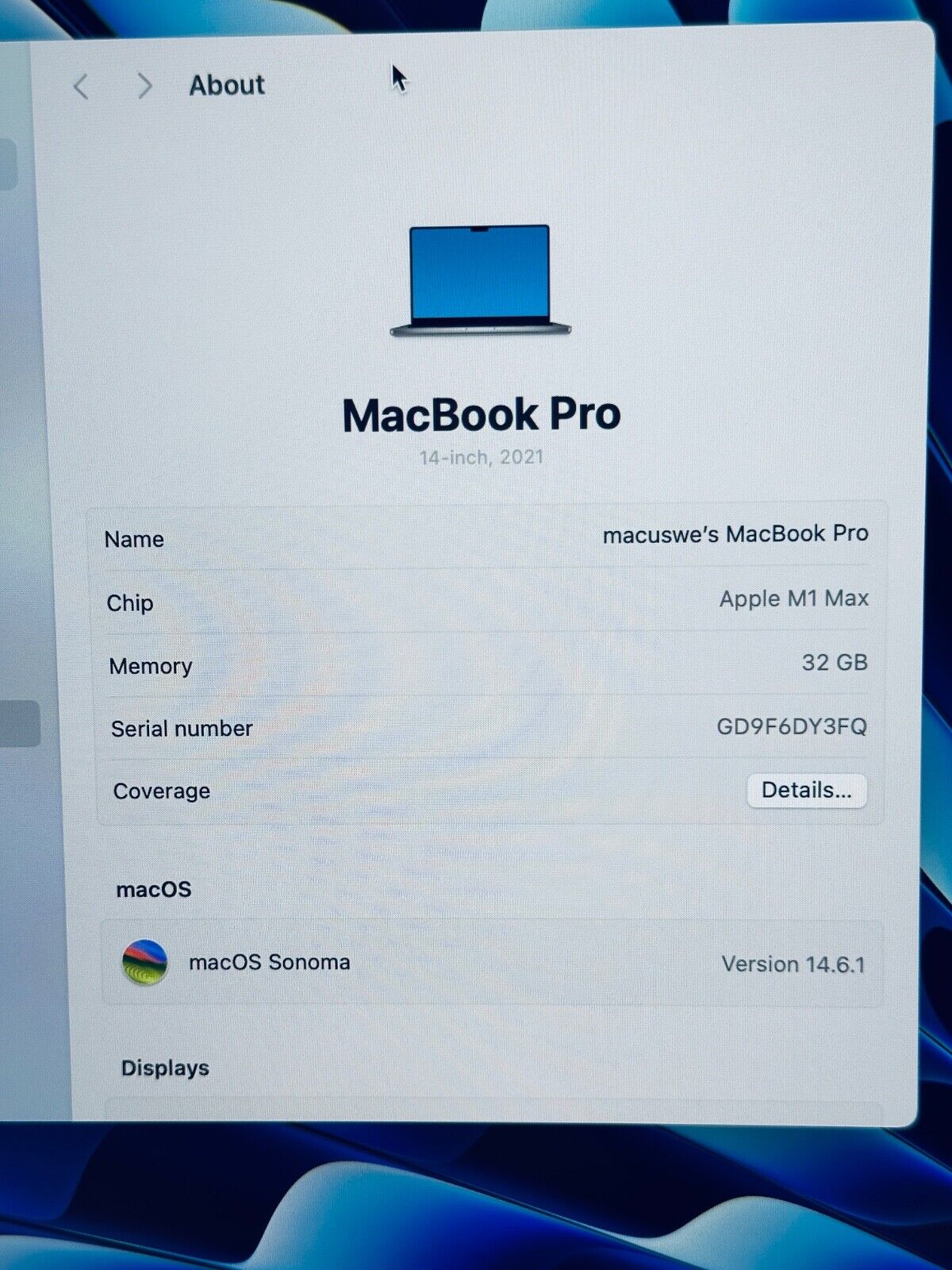 Apple MacBook Pro 14" 2021 M1 Max 10-Core CPU, 32-Core GPU 32GB 1TB SSD, Sp Grey