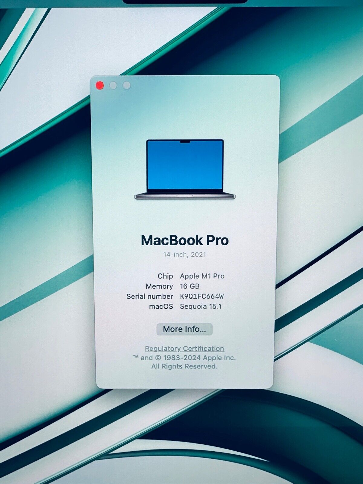 Apple MacBook Pro 14" M1 Pro 8-Core CPU 14-Core GPU 16GB 512GB SSD In Space Grey