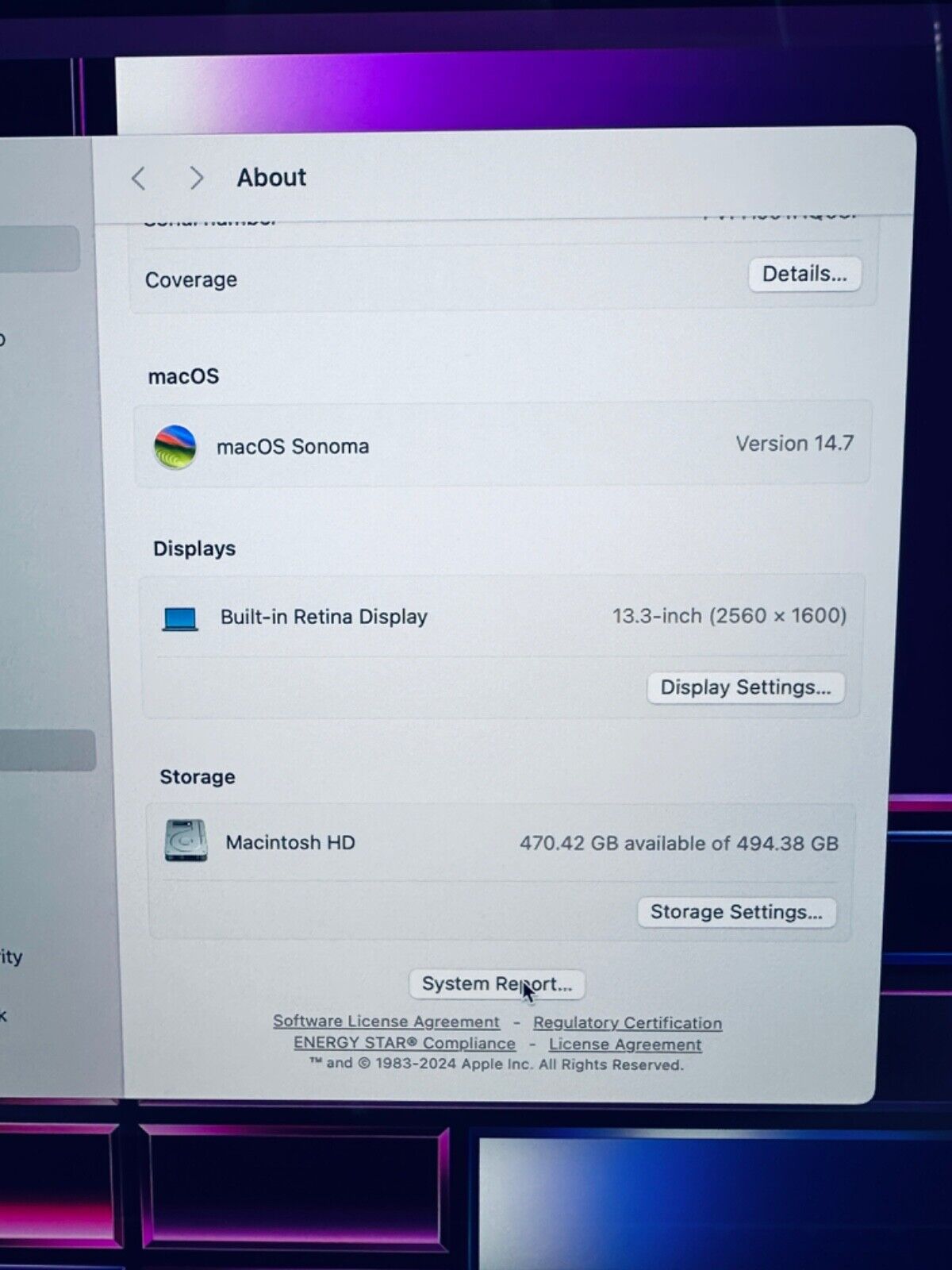 Apple M1 MacBook Pro 13-Inch Touch Bar 8-Core CPU 8-GPU 8GB Ram 512GB SSD Grey
