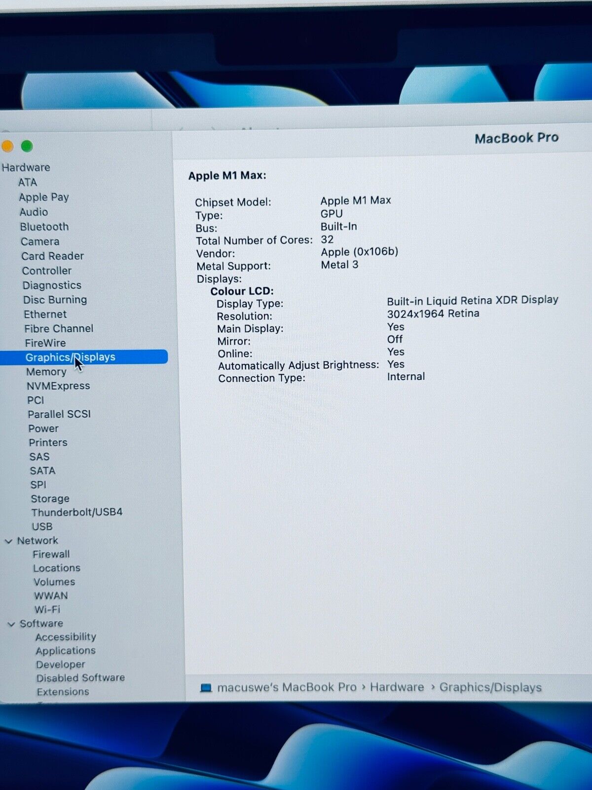Apple MacBook Pro 14" 2021 M1 Max 10-Core CPU, 32-Core GPU 32GB 1TB SSD, Sp Grey