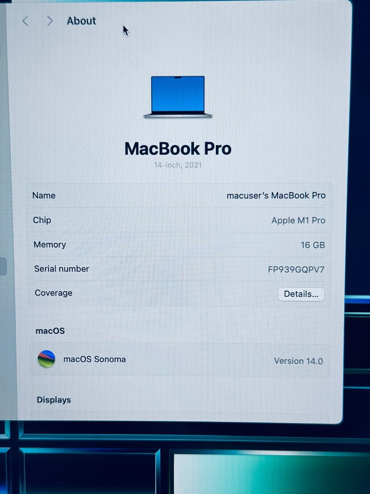 Apple MacBook Pro 14" M1 Pro 8-Core CPU 14-Core GPU 16GB 512GB SSD Silver MINT